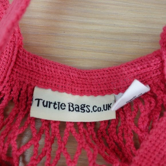 TURTLE‎ BAG Women Shoulder Fishnet Tote Organic Cotton Mesh Pink String Shopper - Picture 8 of 13